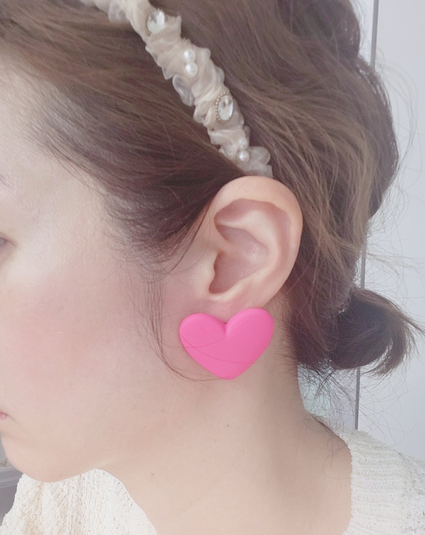 Pink Heart Stud Earring