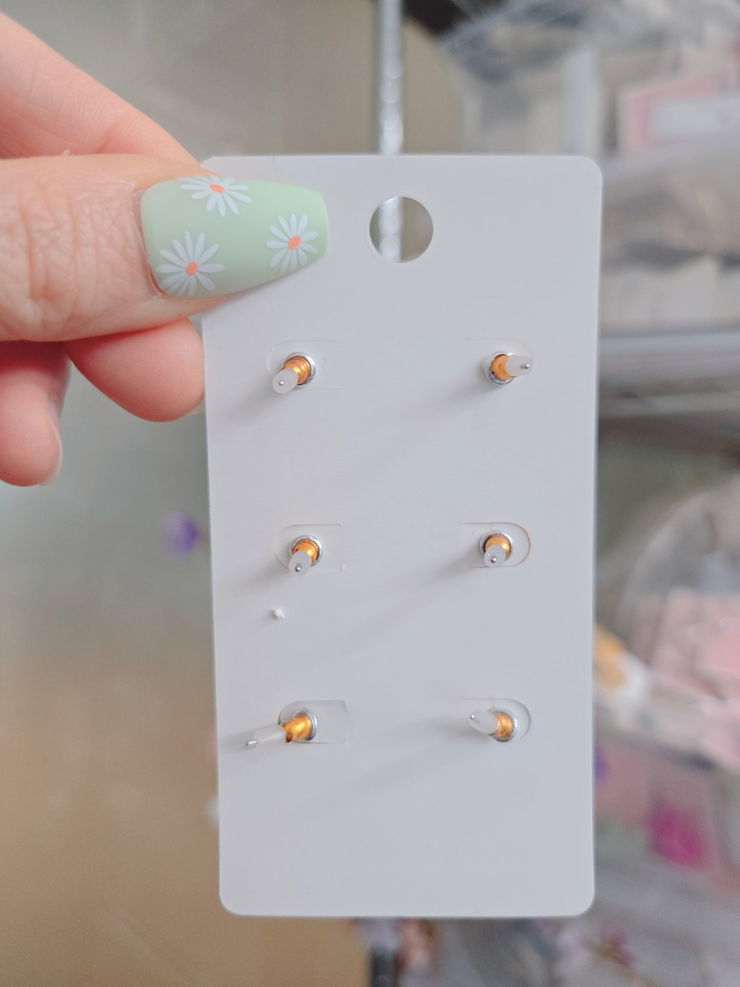 3 Set Ribbon Heart Flower Stud Earring