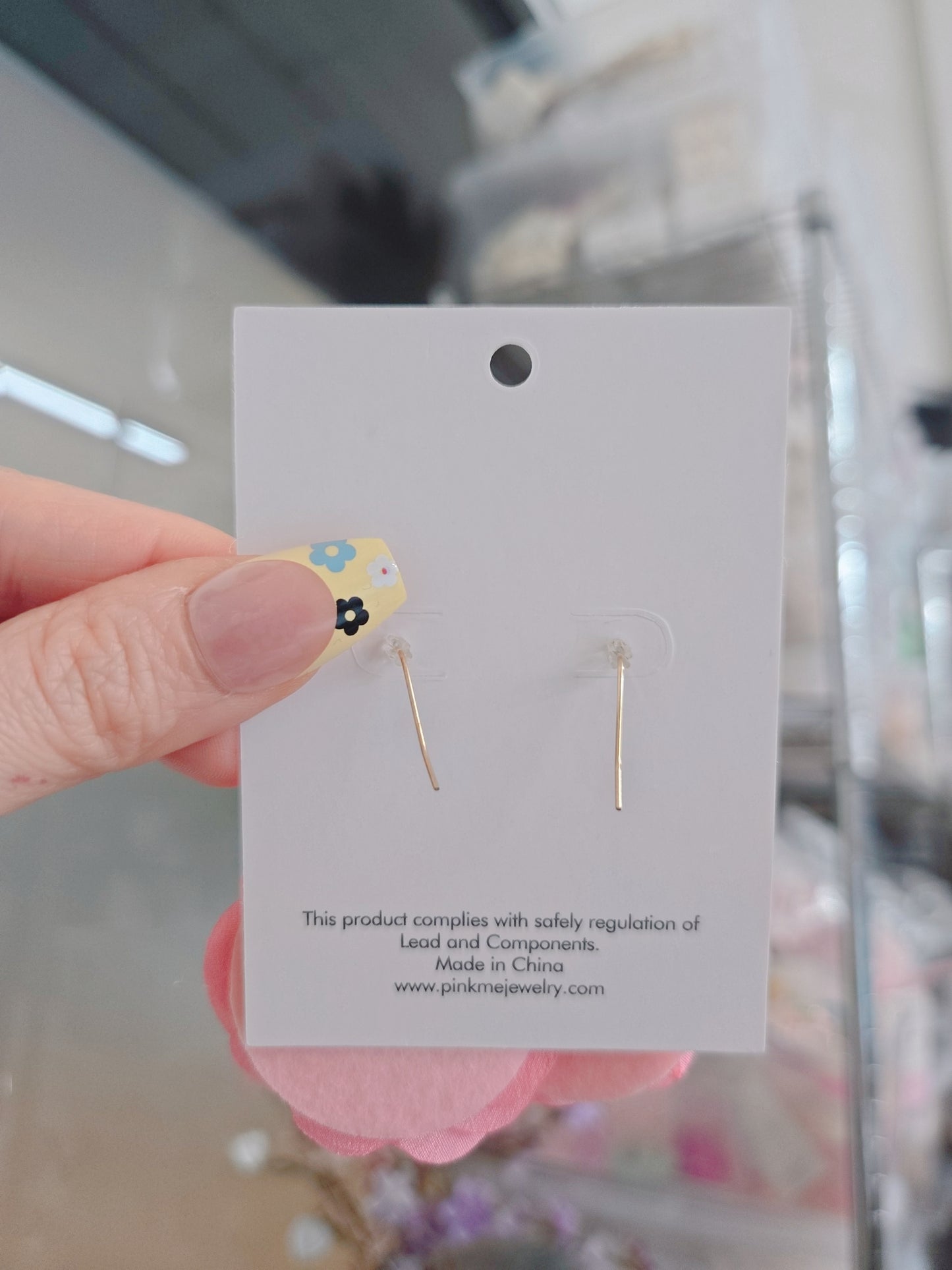 Pink Fabric Flower Dangle Earring - Cute and Lovely Style