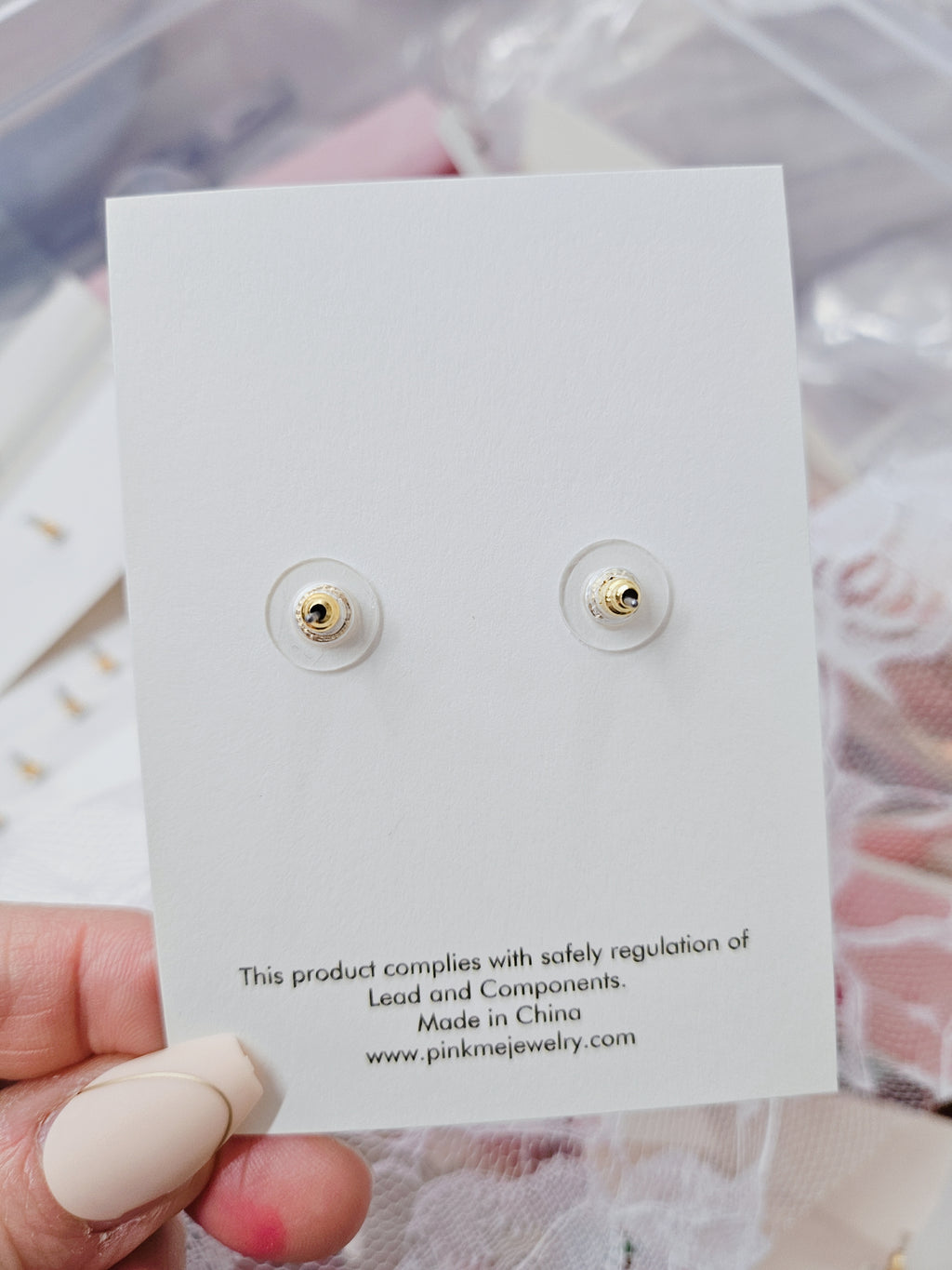 Flower with Clear Stone Stud Earring