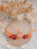Pink Floral Beaded Hoop Earrings