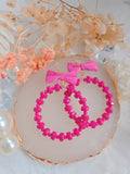 Pink Bow Beaded Hoop Earrings