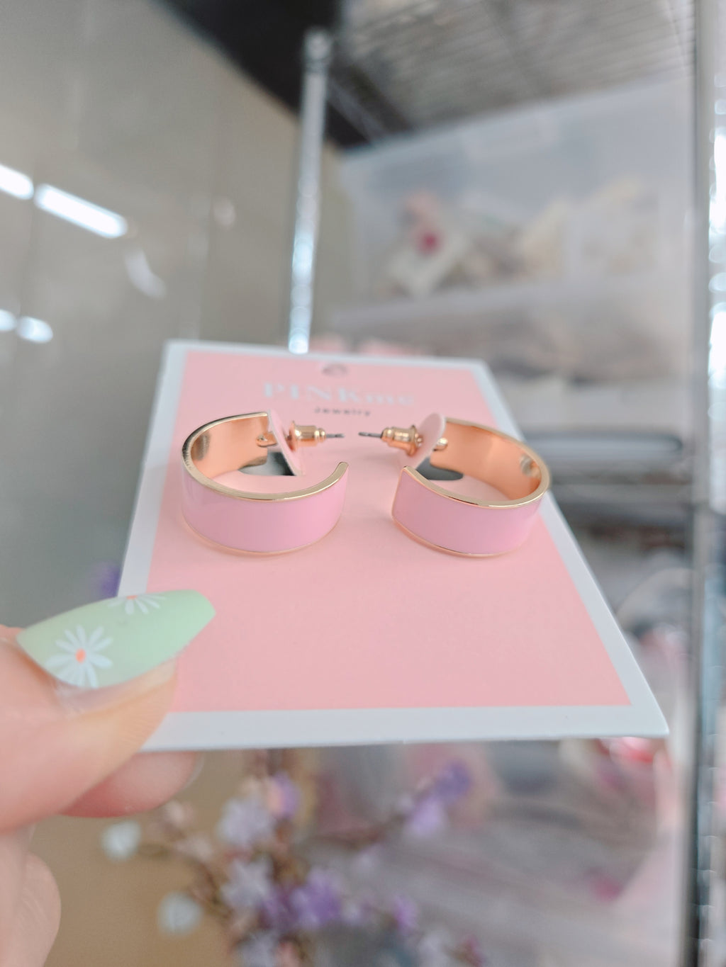 Pink Gold Hoop Small 1.8" Earring