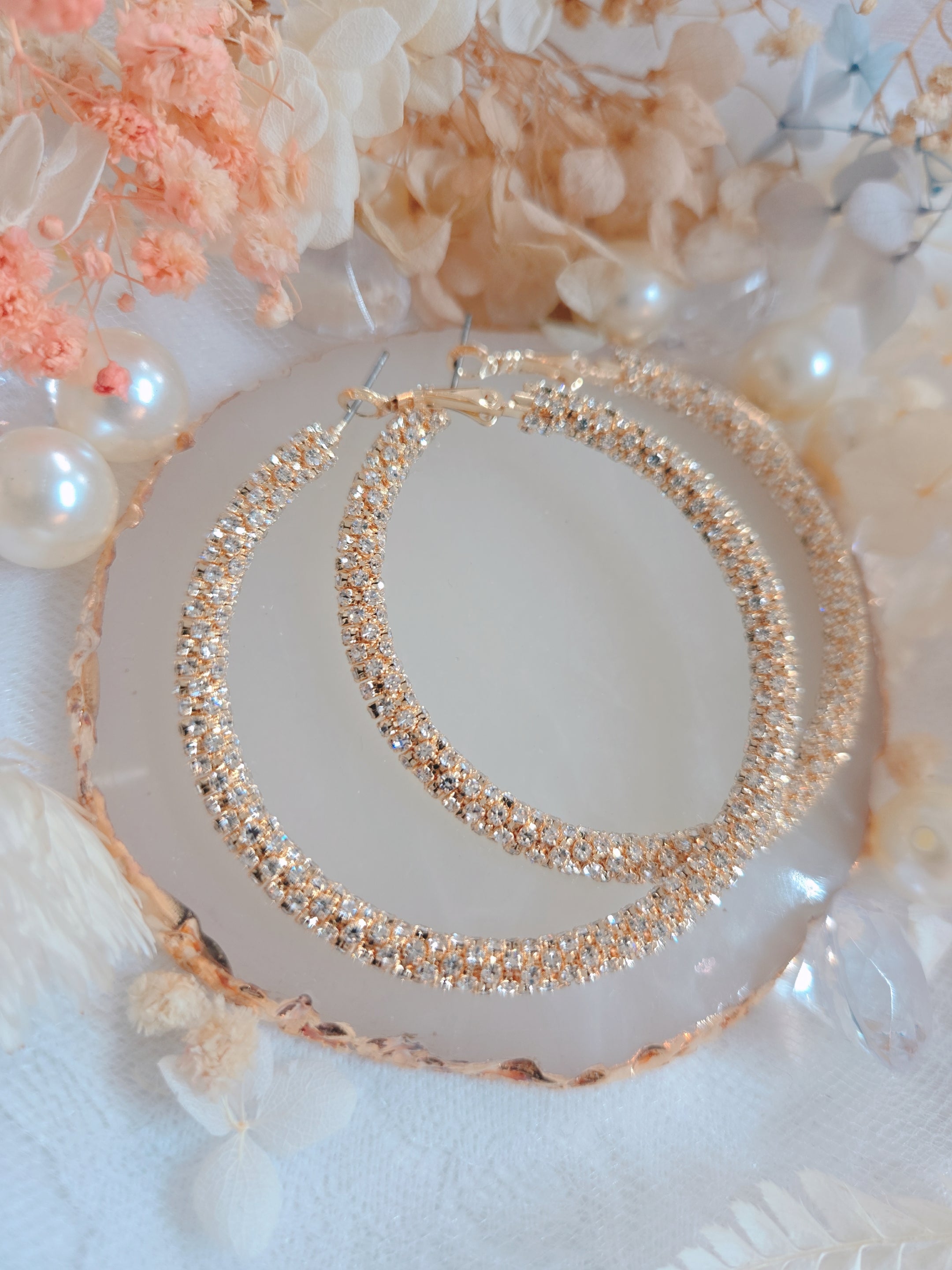 Gold Silver Bling Bling 2.25" Hoop Earring