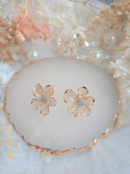 Flower cute Bling Stone Stud Earring
