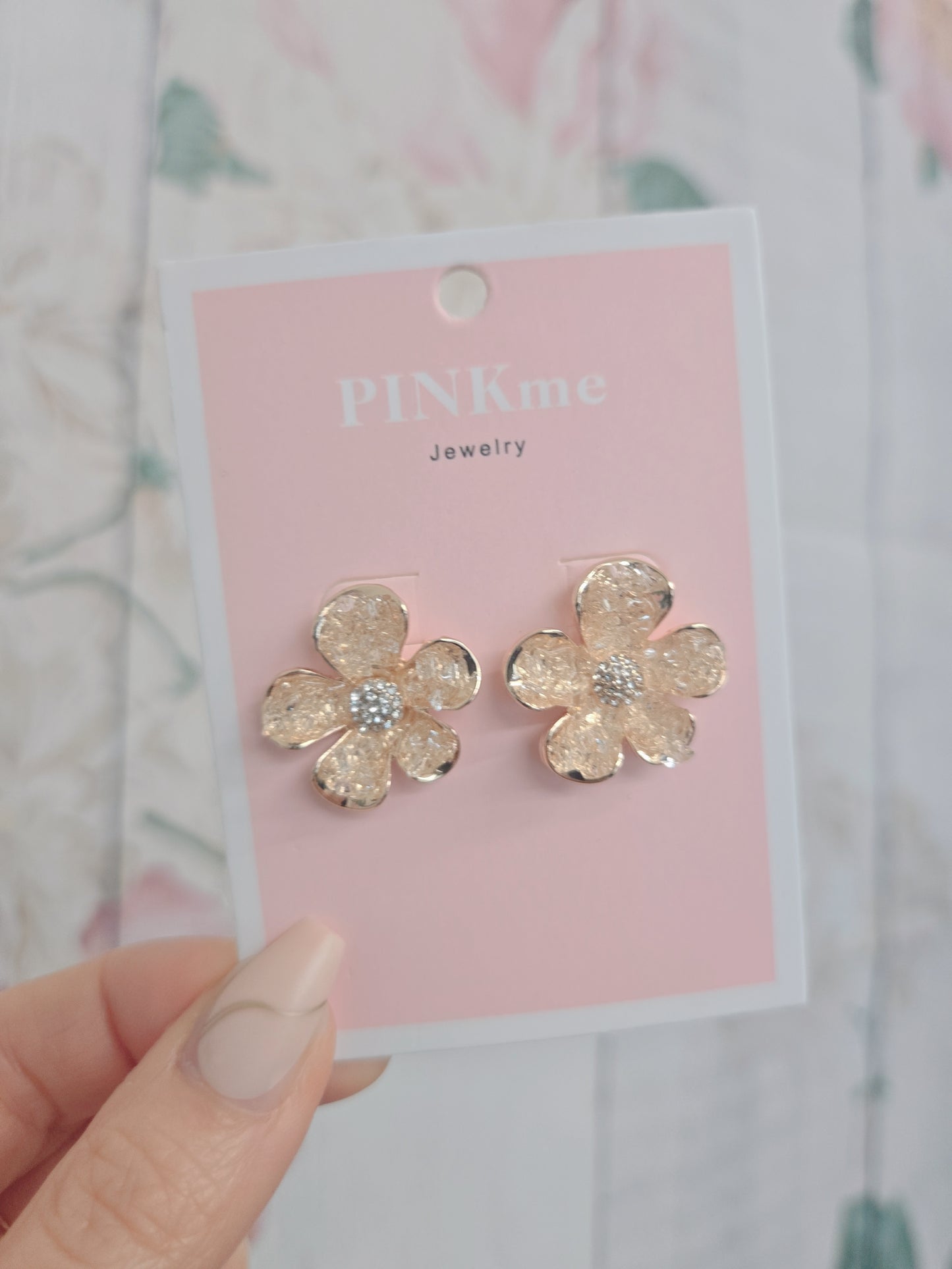 Flower cute Bling Stone Stud Earring