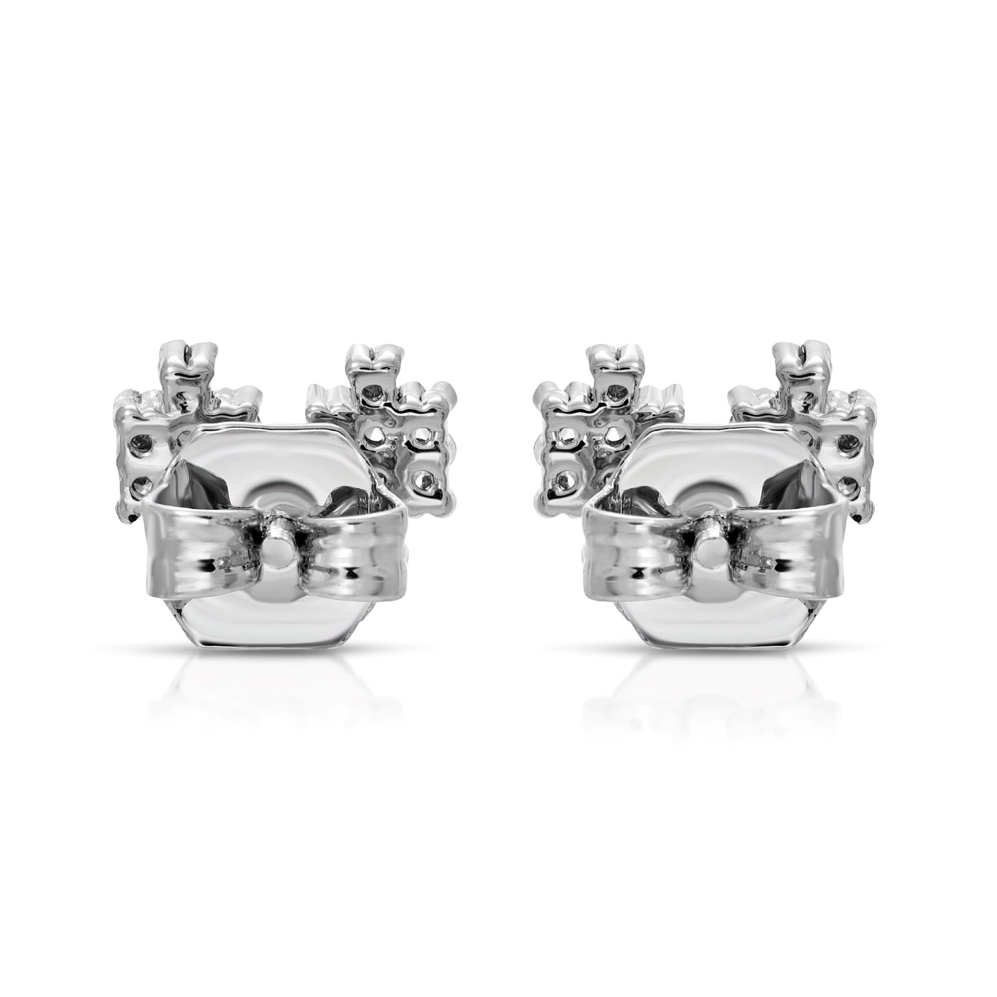SS071508-Sterling Silver Post Cubic Zirconia Stone Brass Metal Stud Earrings