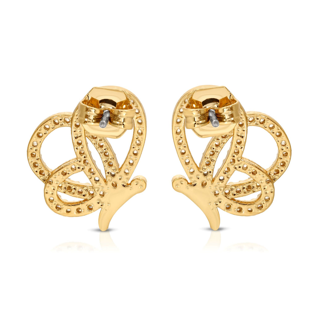 SS071516-Sterling Silver Post Cubic Zirconia Stone Brass Metal Stud Earrings
