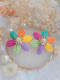 Colorful Flower Pearl Stud Earrings